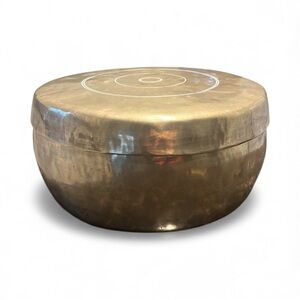 Antique Brass Indian Chapati Brass Box 10" Diameter 4.87 Lbs